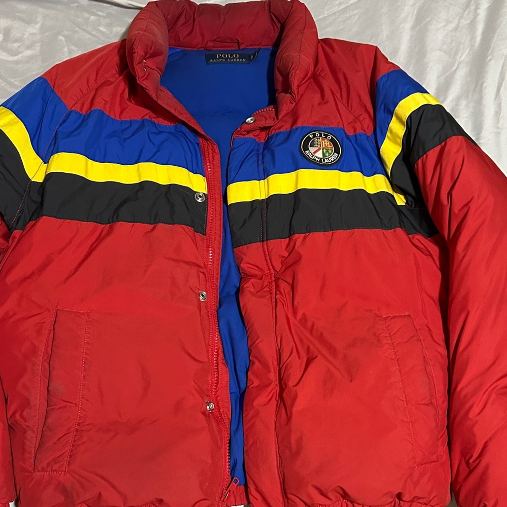 Polo Ralph Lauren Red Multi-Color Puffer Jacket - Picture 4 of 4